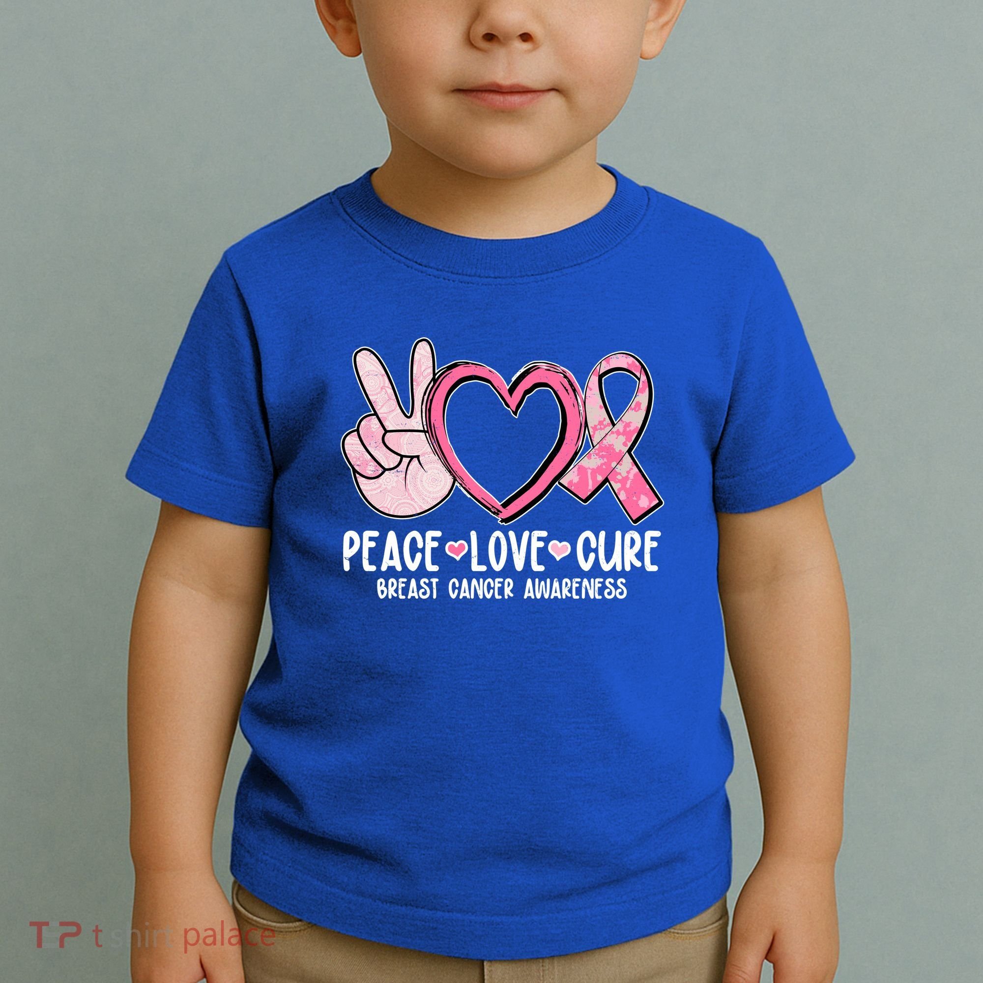 Peace Love Cure Breast Cance Awareness Toddler T-Shirt