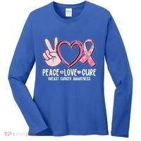Peace Love Cure Breast Cance Awareness Women's Long Sleeve Shirt thumb 0
