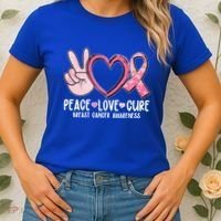 Peace Love Cure Breast Cance Awareness Women's T-Shirt thumb 2