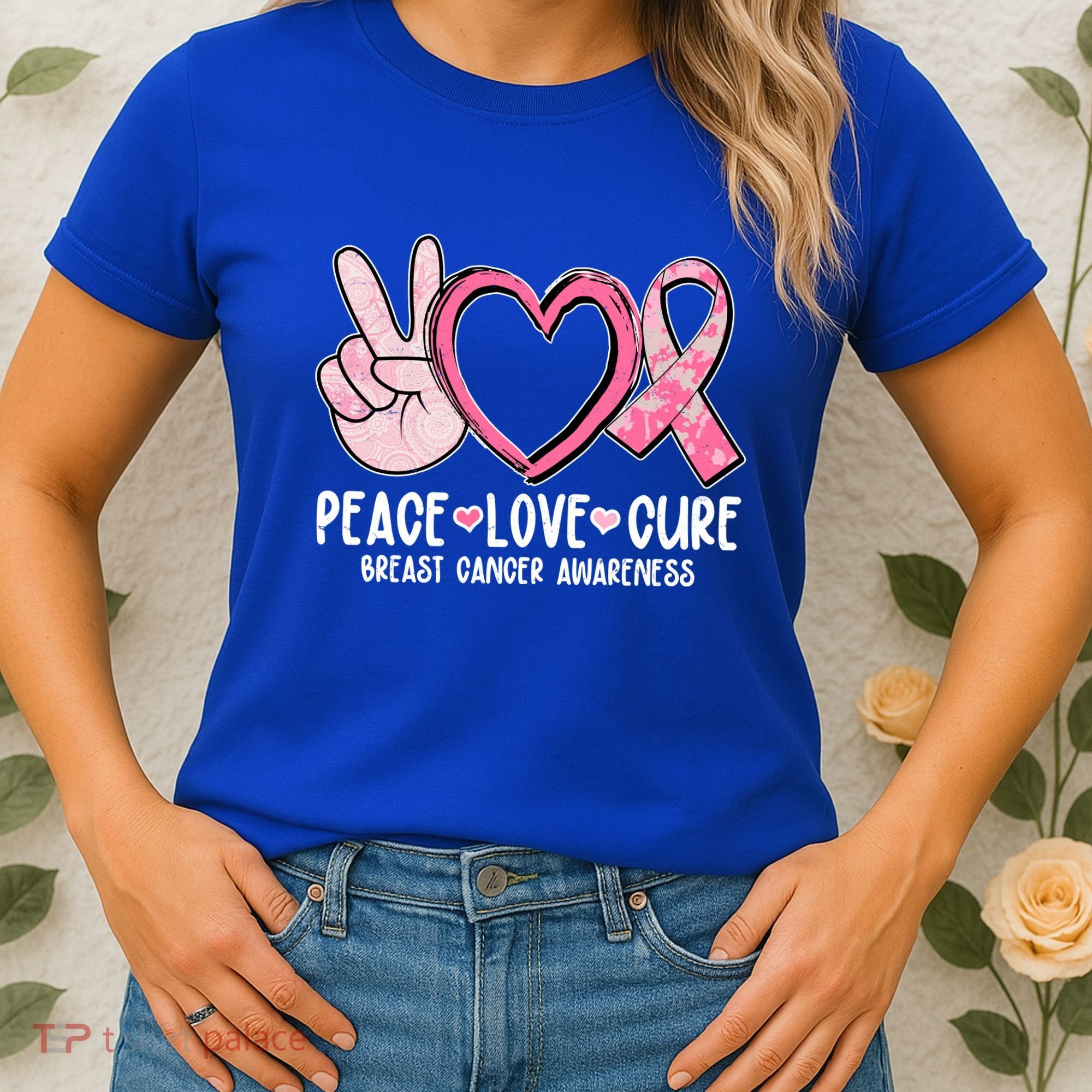 Peace Love Cure Breast Cance Awareness Women's T-Shirt