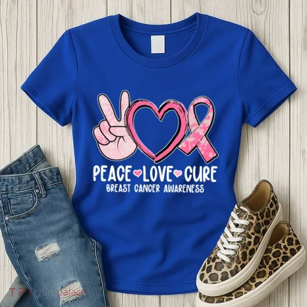 Peace Love Cure Breast Cance Awareness Women's T-Shirt