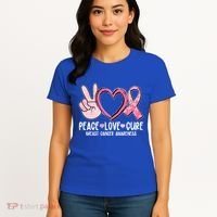 Peace Love Cure Breast Cance Awareness Women's T-Shirt thumb 4