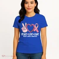 Peace Love Cure Breast Cance Awareness Women's T-Shirt thumb 4