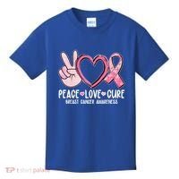 Peace Love Cure Breast Cance Awareness Kids T-Shirt thumb 0