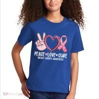 Peace Love Cure Breast Cance Awareness Kids T-Shirt thumb 2