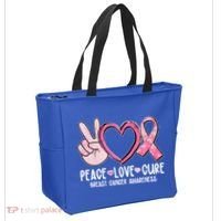 Peace Love Cure Breast Cance Awareness Tote Bag thumb 2