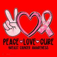 Peace Love Cure Breast Cance Awareness Santa Hat thumb 1