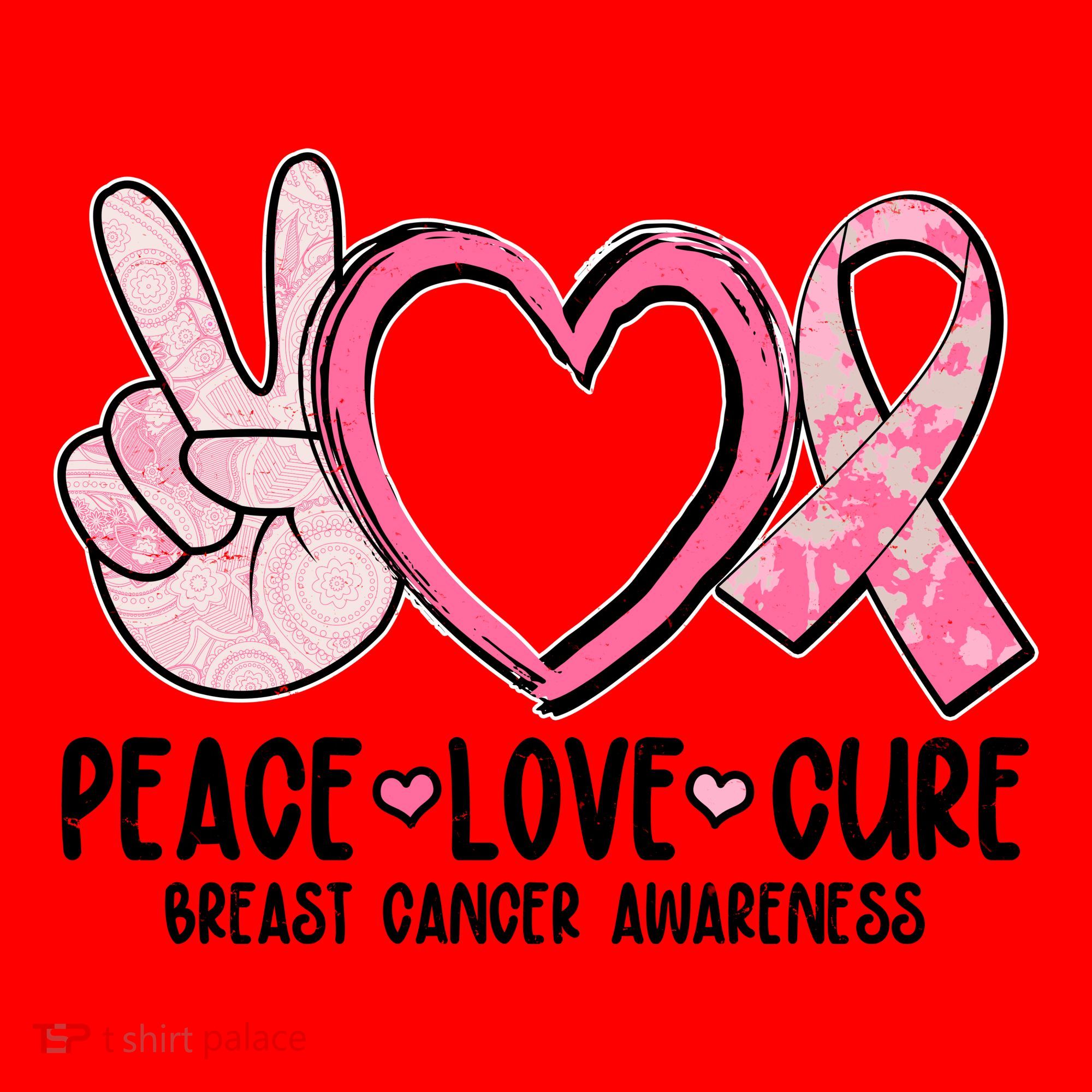 Peace Love Cure Breast Cance Awareness Santa Hat