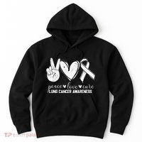 Peace Love Cure Lung Cancer Awareness Hoodie thumb 0