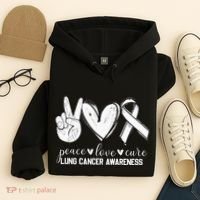 Peace Love Cure Lung Cancer Awareness Hoodie thumb 4