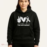 Peace Love Cure Lung Cancer Awareness Hoodie thumb 5