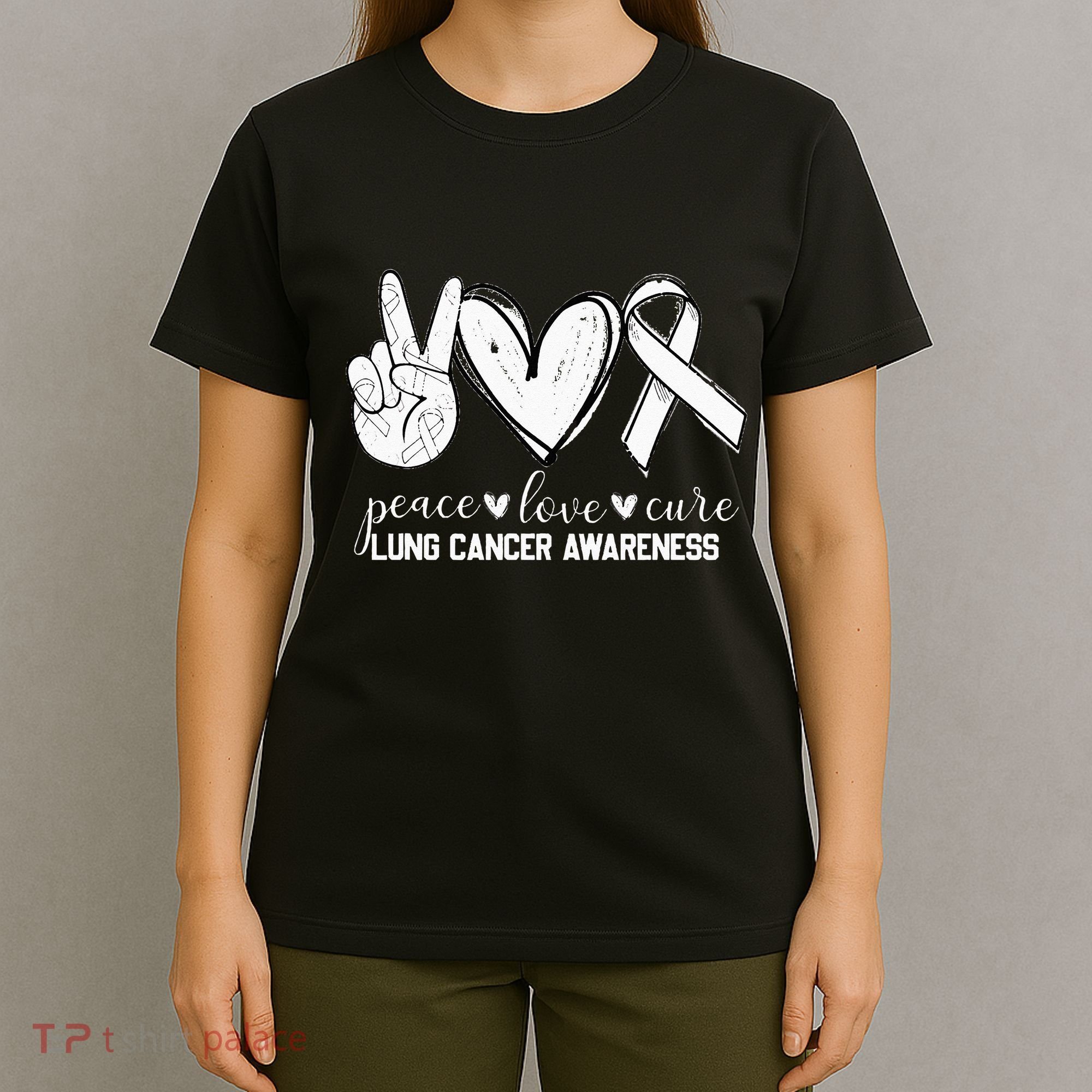 Peace Love Cure Lung Cancer Awareness T-Shirt