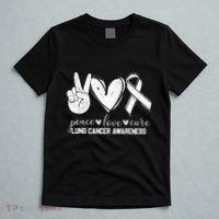 Peace Love Cure Lung Cancer Awareness T-Shirt thumb 5