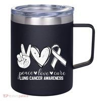 Peace Love Cure Lung Cancer Awareness 12oz Stainless Steel Coffee Mug thumb 0