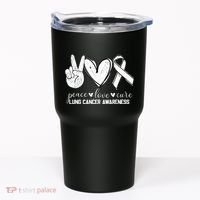 Peace Love Cure Lung Cancer Awareness Tumbler thumb 0