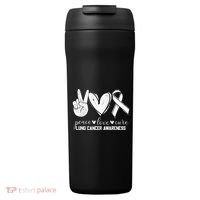 Peace Love Cure Lung Cancer Awareness 24oz Duet Stainless Steel Tumbler thumb 0
