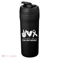 Peace Love Cure Lung Cancer Awareness 24oz Duet Stainless Steel Tumbler thumb 3