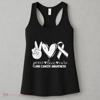 Peace Love Cure Lung Cancer Awareness Women's Tank Top thumb 3