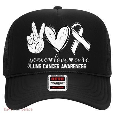 Peace Love Cure Lung Cancer Awareness Hat