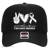 Peace Love Cure Lung Cancer Awareness Hat thumb 0