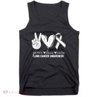 Peace Love Cure Lung Cancer Awareness Tank Top thumb 0