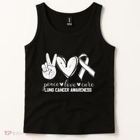 Peace Love Cure Lung Cancer Awareness Tank Top thumb 2