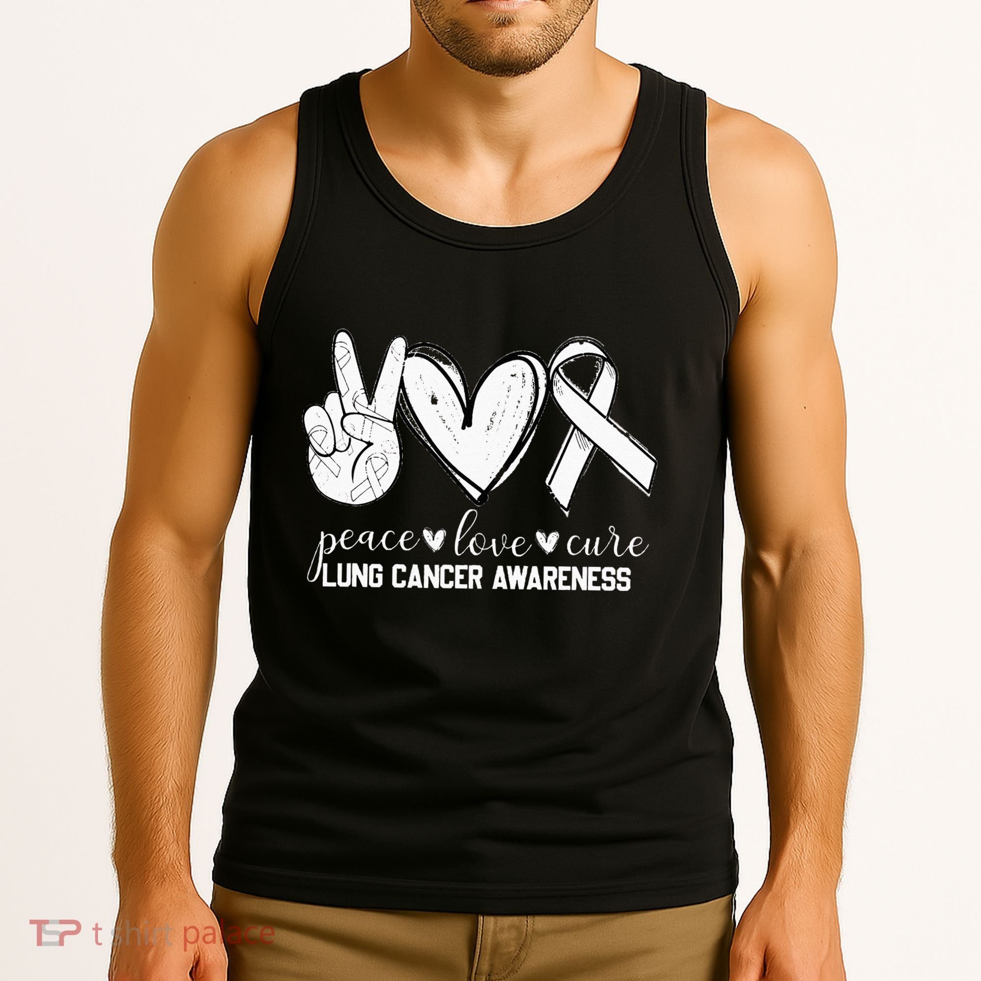 Peace Love Cure Lung Cancer Awareness Tank Top
