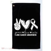 Peace Love Cure Lung Cancer Awareness Golf Towel thumb 0
