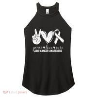 Peace Love Cure Lung Cancer Awareness Women's Perfect Tri Rocker Tank thumb 0