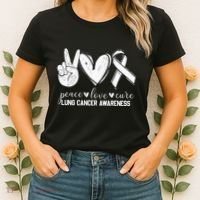 Peace Love Cure Lung Cancer Awareness Women's T-Shirt thumb 2
