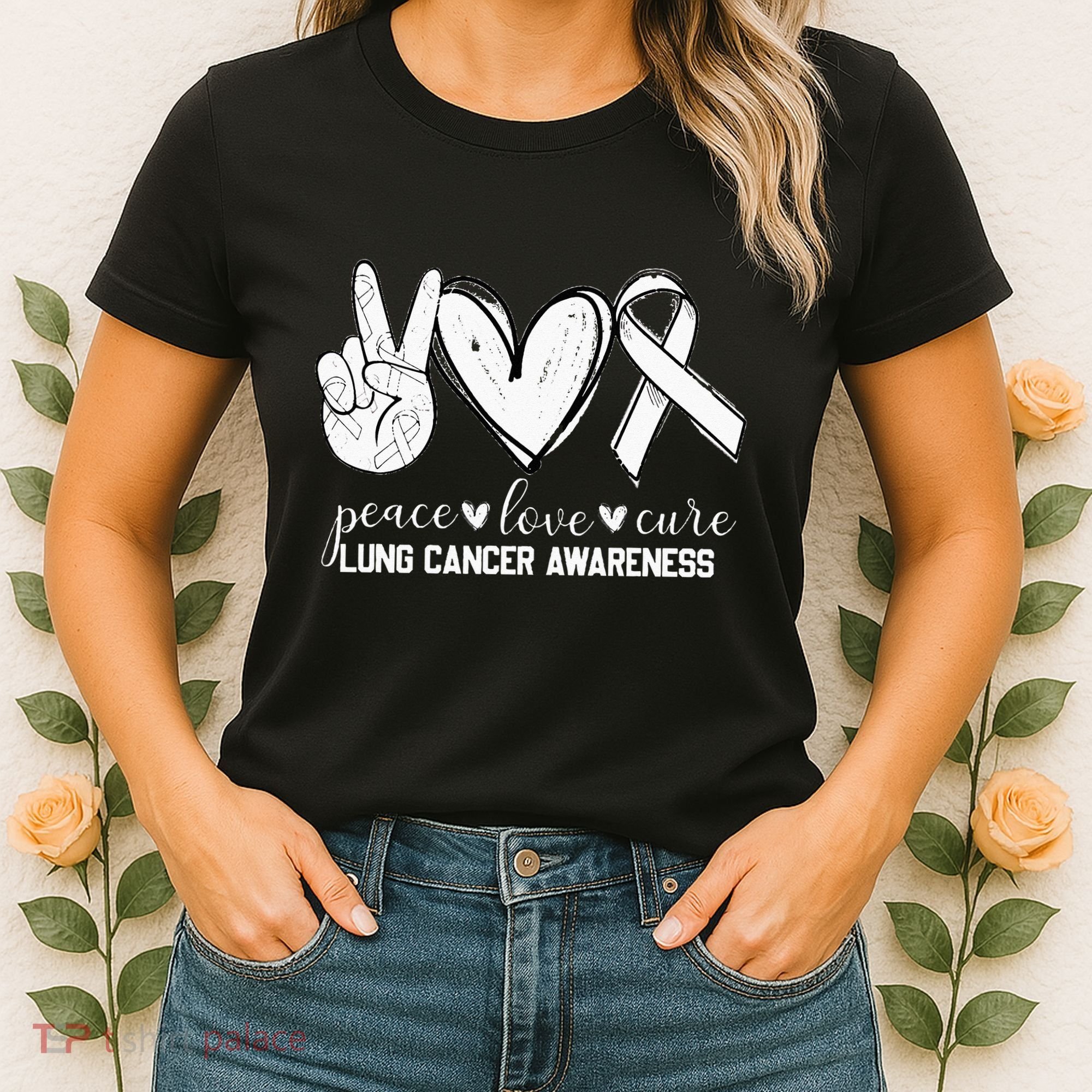 Peace Love Cure Lung Cancer Awareness Women's T-Shirt