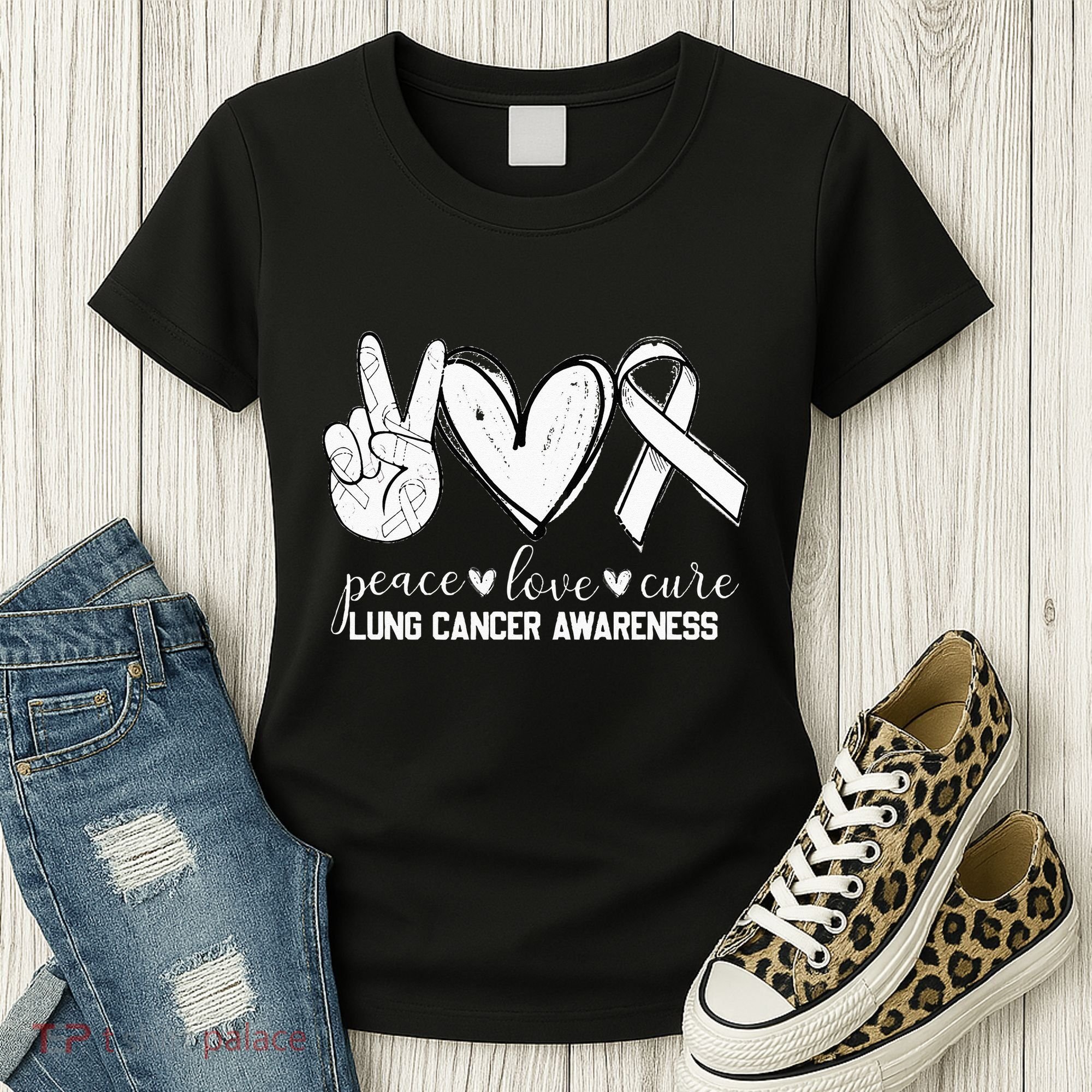 Peace Love Cure Lung Cancer Awareness Women's T-Shirt