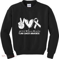 Peace Love Cure Lung Cancer Awareness Kids Sweatshirt thumb 0