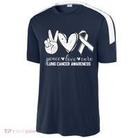 Peace Love Cure Lung Cancer Awareness Sport-Tek Competitor United Soccer Jersey thumb 2