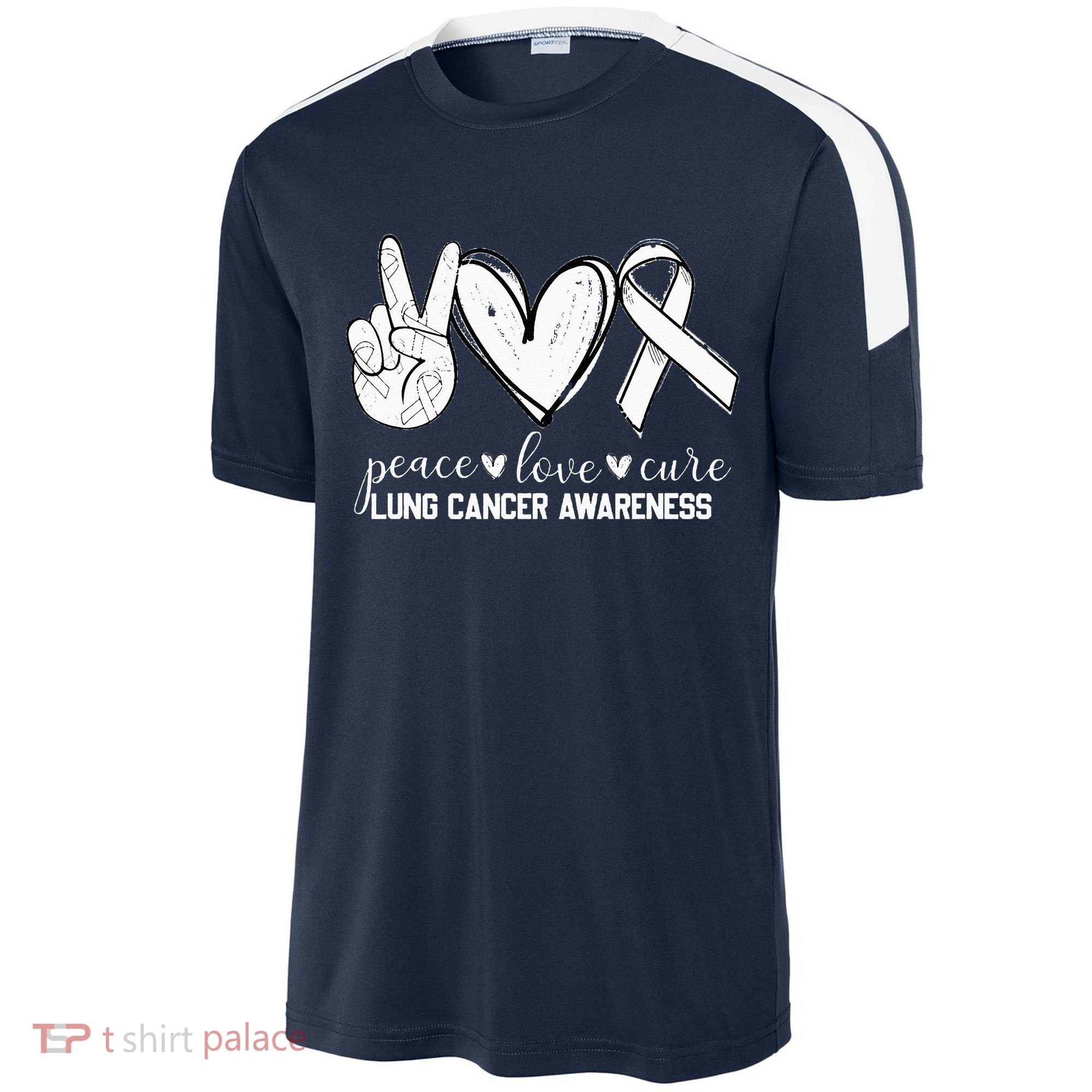 Peace Love Cure Lung Cancer Awareness Sport-Tek Competitor United Soccer Jersey