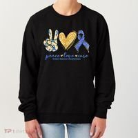 Peace Love Cures Ribbon Colon Cancer Awareness Supporter Women's Sweatshirt thumb 0