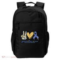 Peace Love Cures Ribbon Colon Cancer Awareness Supporter Backpack thumb 0