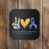 Peace Love Cures Ribbon Colon Cancer Awareness Supporter Coaster thumb 0