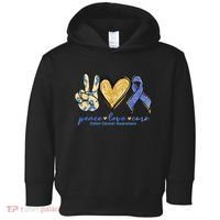 Peace Love Cures Ribbon Colon Cancer Awareness Supporter Toddler Hoodie thumb 0