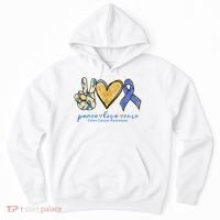 Peace Love Cures Ribbon Colon Cancer Awareness Supporter Hoodie thumb 0