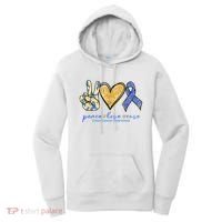 Peace Love Cures Ribbon Colon Cancer Awareness Supporter Women's Hoodie thumb 0