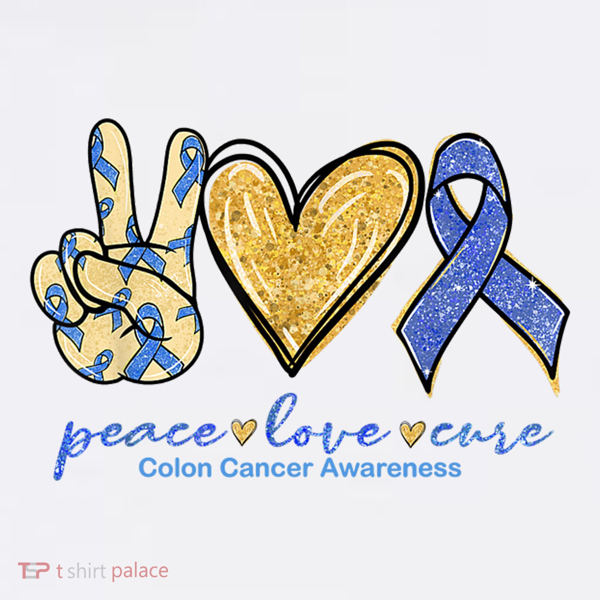 Peace Love Cures Ribbon Colon Cancer Awareness Supporter Women's Hoodie