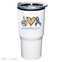 Peace Love Cures Ribbon Colon Cancer Awareness Supporter Tumbler thumb 0