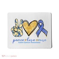 Peace Love Cures Ribbon Colon Cancer Awareness Supporter Mousepad thumb 0
