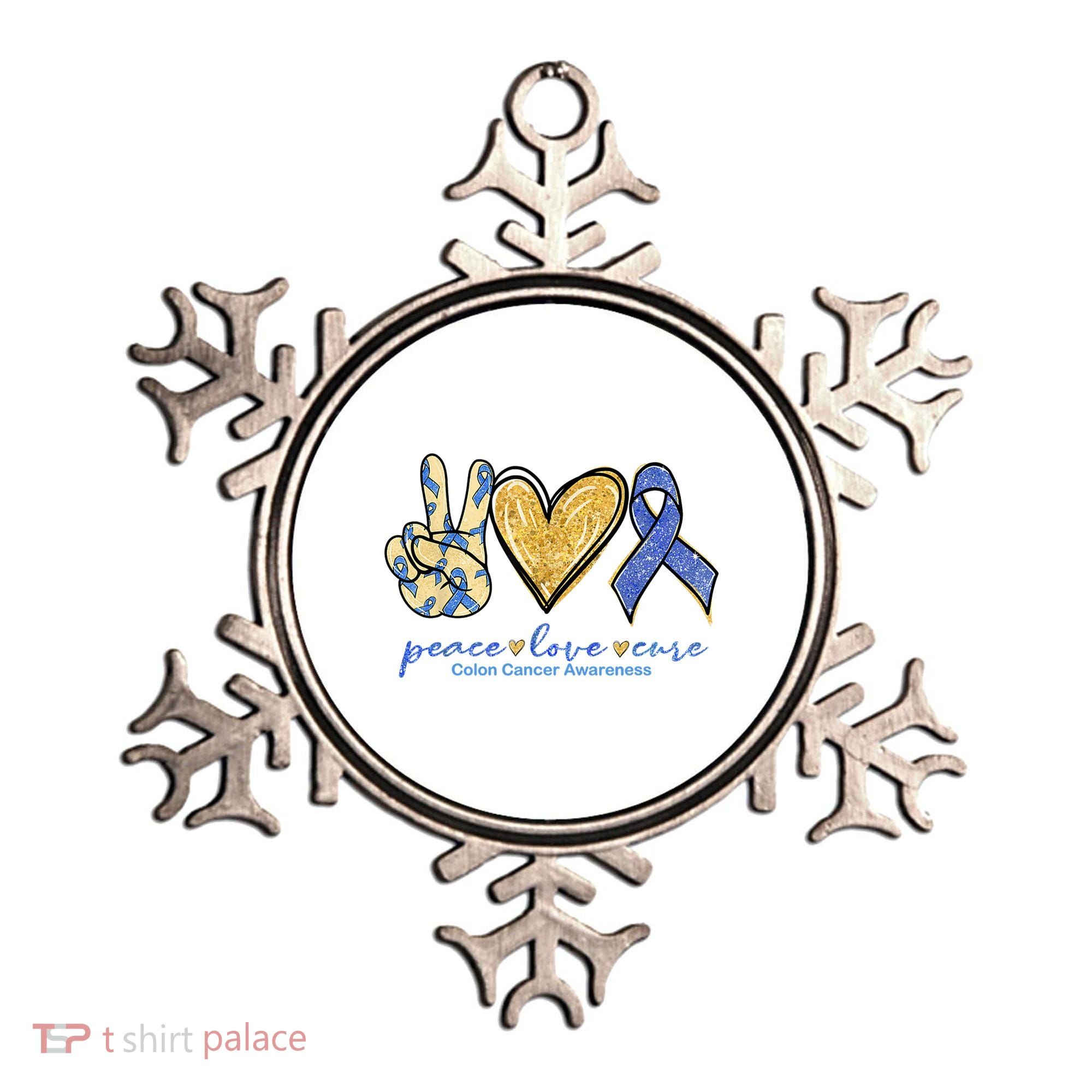 Peace Love Cures Ribbon Colon Cancer Awareness Supporter Ornament