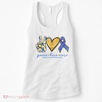 Peace Love Cures Ribbon Colon Cancer Awareness Supporter Women's Tank Top thumb 0