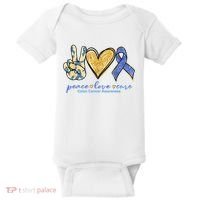 Peace Love Cures Ribbon Colon Cancer Awareness Supporter Baby Bodysuit thumb 0