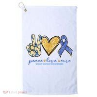 Peace Love Cures Ribbon Colon Cancer Awareness Supporter Golf Towel thumb 0