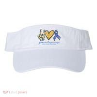 Peace Love Cures Ribbon Colon Cancer Awareness Supporter Visor thumb 0