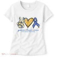 Peace Love Cures Ribbon Colon Cancer Awareness Supporter Women's T-Shirt thumb 0